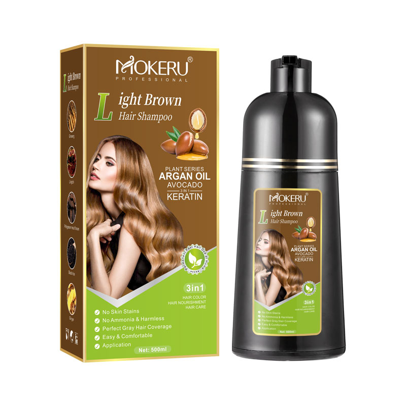 Hair Care Herbal - Mokeru Ammoniakfreies Keratin-Haarfarb-Shampoo, Kaffee, permanentes braunes