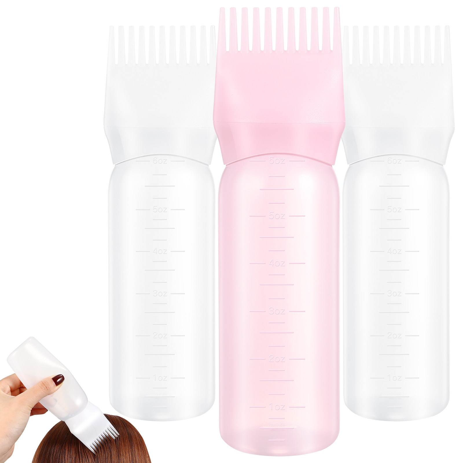Hair Care Color - 3-teiliges Set: Salon-Haarfärbekamm-Applikatorflaschen mit einfachem Quetschmechanismus
