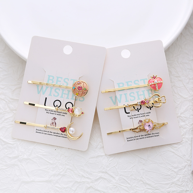Bobby Pin Bulk - Magic Girl Haarspangen, 3-teiliges Set, Herz-Zauberstab-Design,
