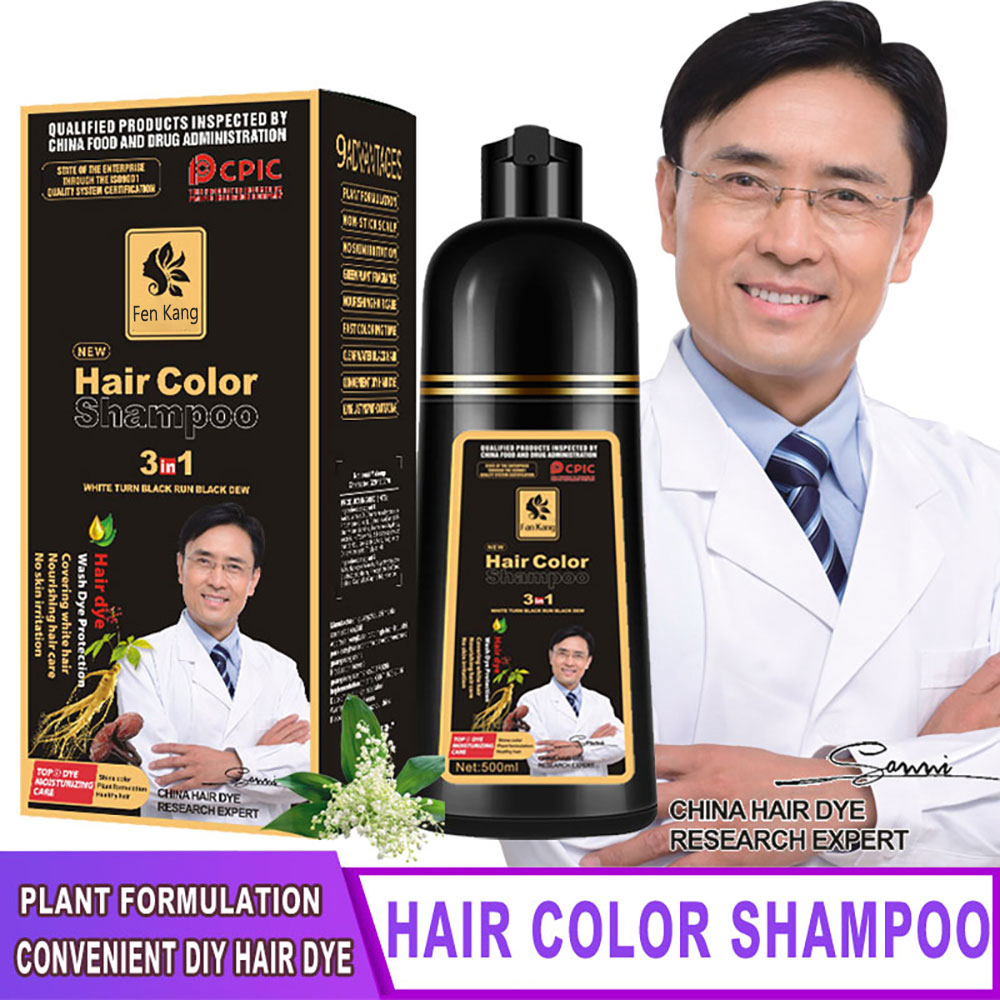 Hair Care Herbal - 3-in-1-Sofort-Färbeshampoo, natürliche schwarze Farbe für Männer
