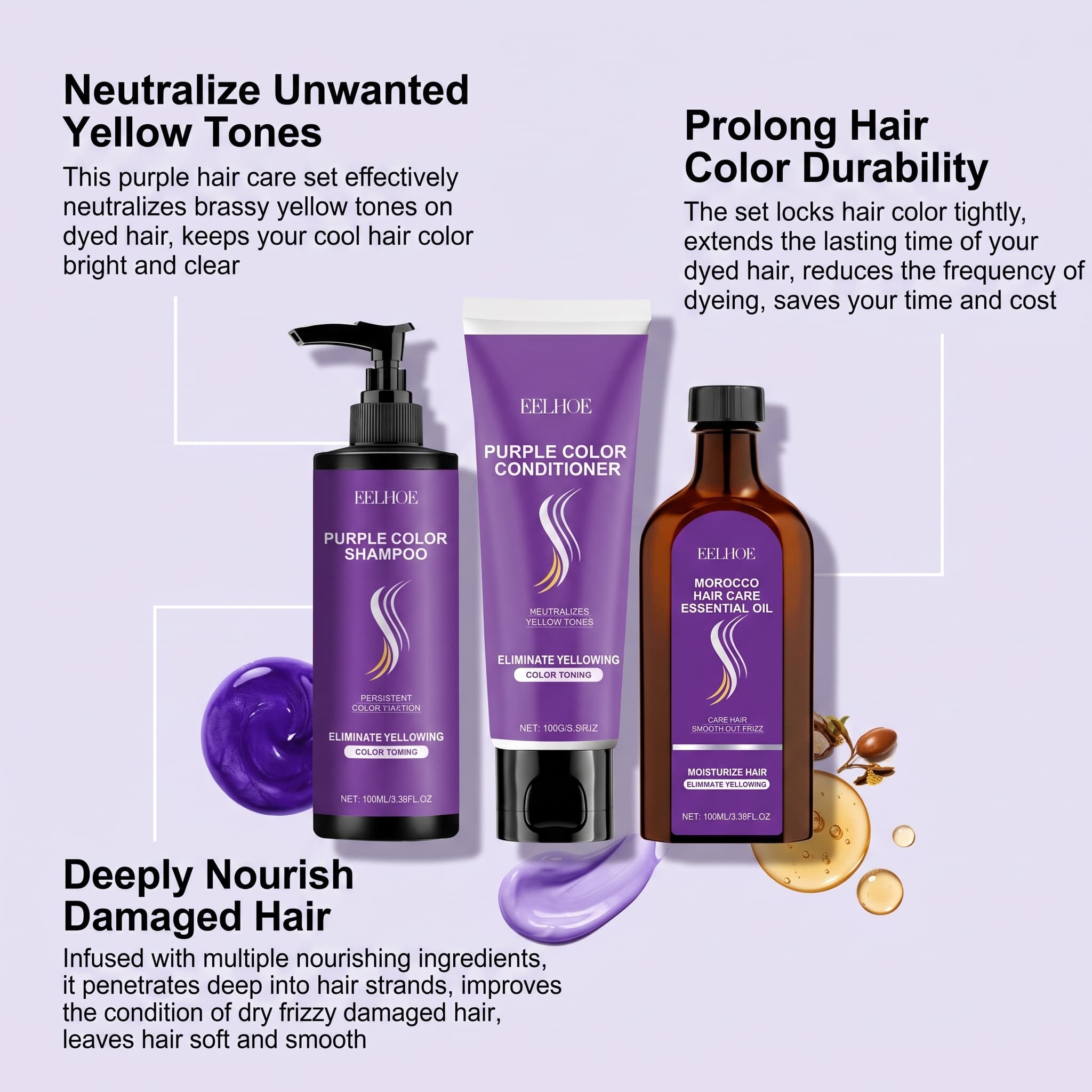 Lila Shampoo-Set mit Condition – Hair Care Color Bewertung und Preis